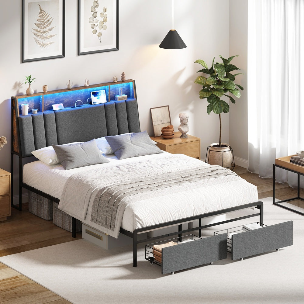 Double Bed Frame Storage Drawer 213.5x138x115cm
