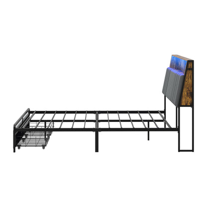 Double Bed Frame Storage Drawer 213.5x138x115cm