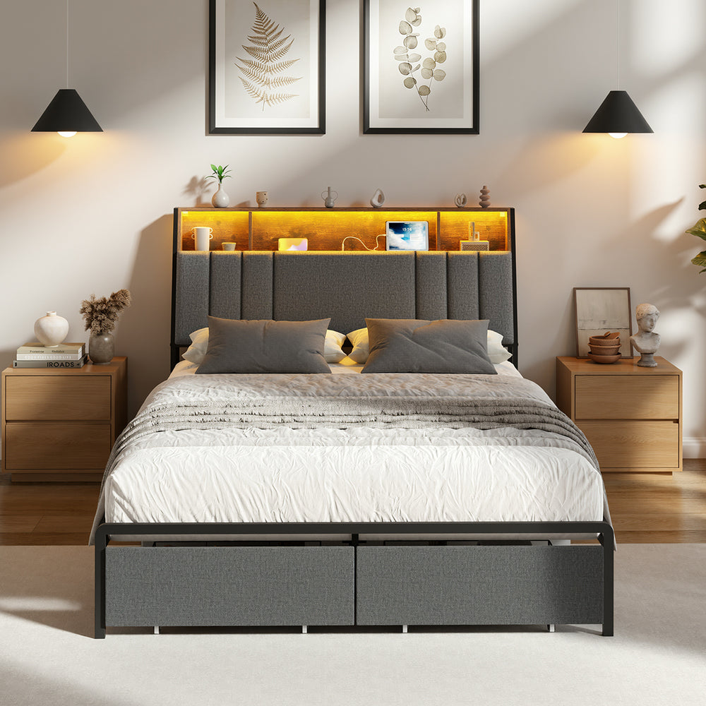 Double Bed Frame Storage Drawer 213.5x138x115cm