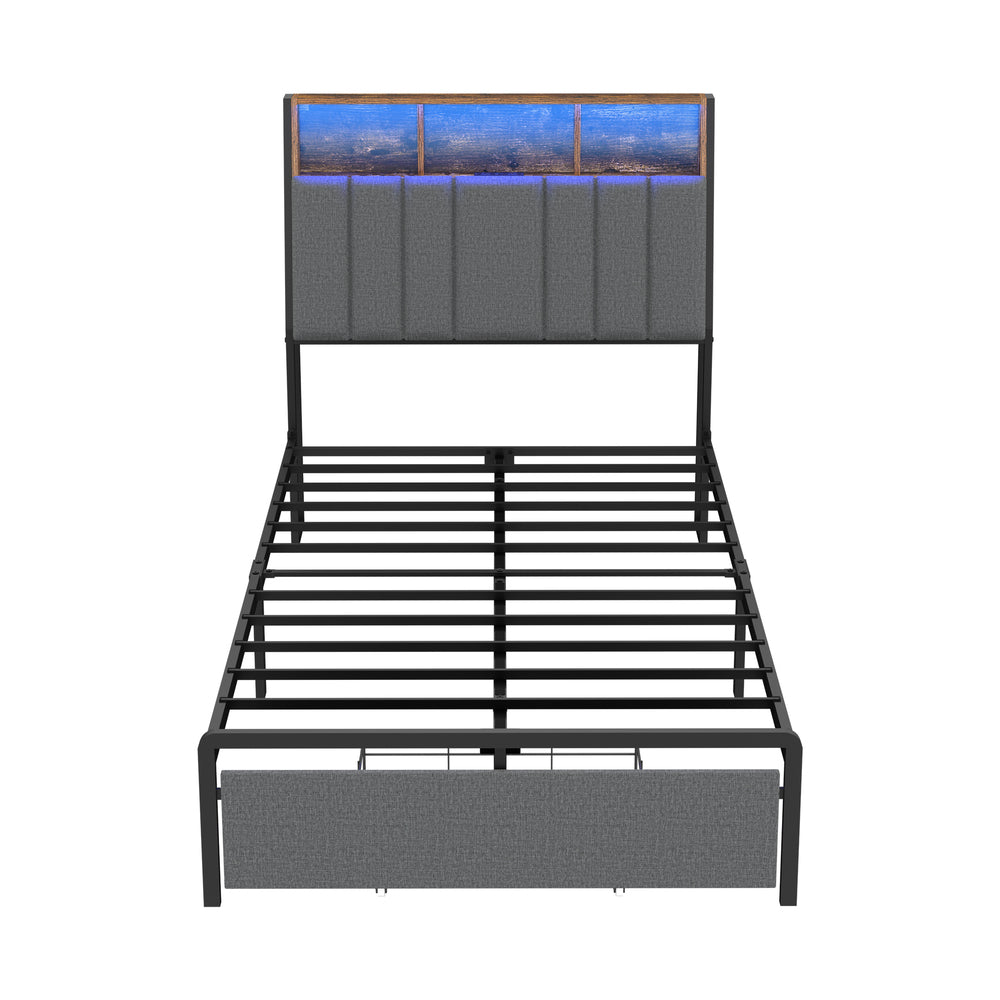 King Single Bed Frame Storage 225.5x153.5x115cm