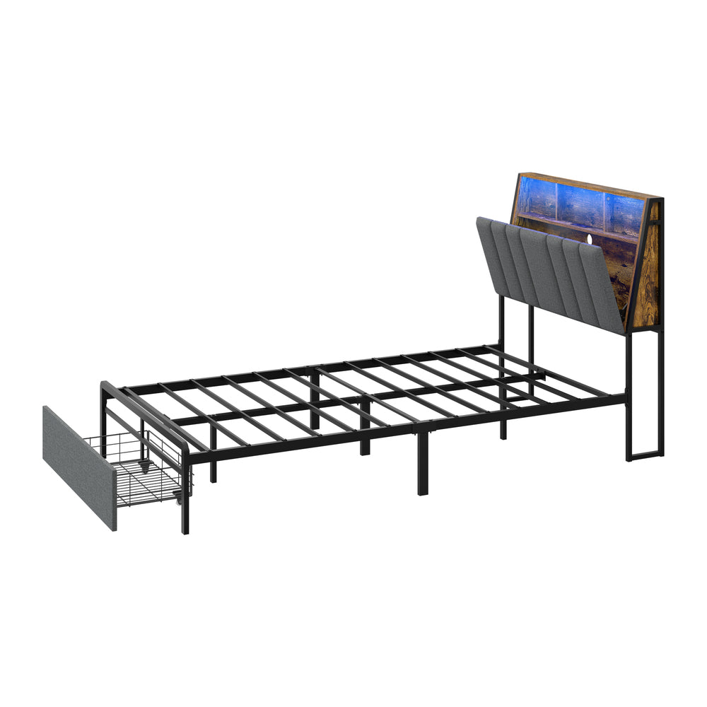 King Single Bed Frame Storage 225.5x153.5x115cm