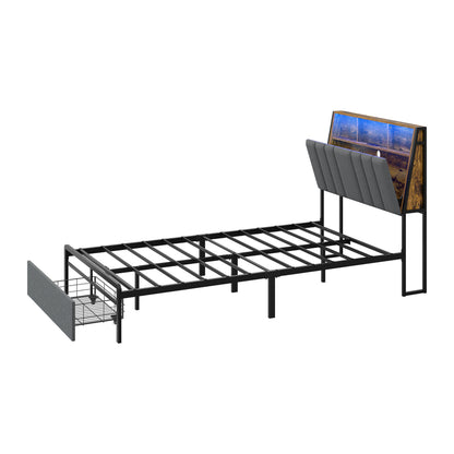 King Single Bed Frame Storage 225.5x153.5x115cm