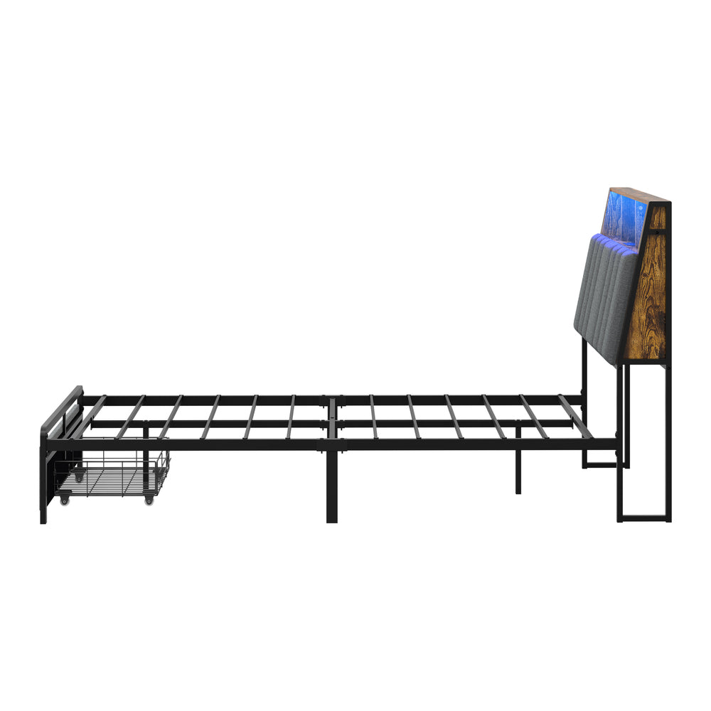 King Single Bed Frame Storage 225.5x153.5x115cm
