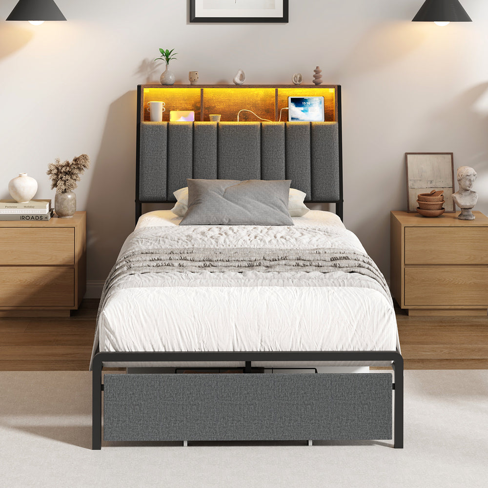King Single Bed Frame Storage 225.5x153.5x115cm