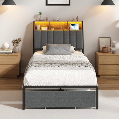King Single Bed Frame Storage 225.5x153.5x115cm