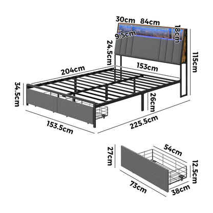 Queen Bed Frame Storage 225.5x108x115cm