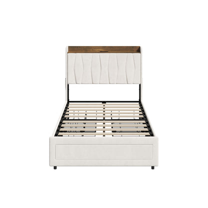 King Single Bed Frame 4 Drawers Charging Station | HomeAndLiving