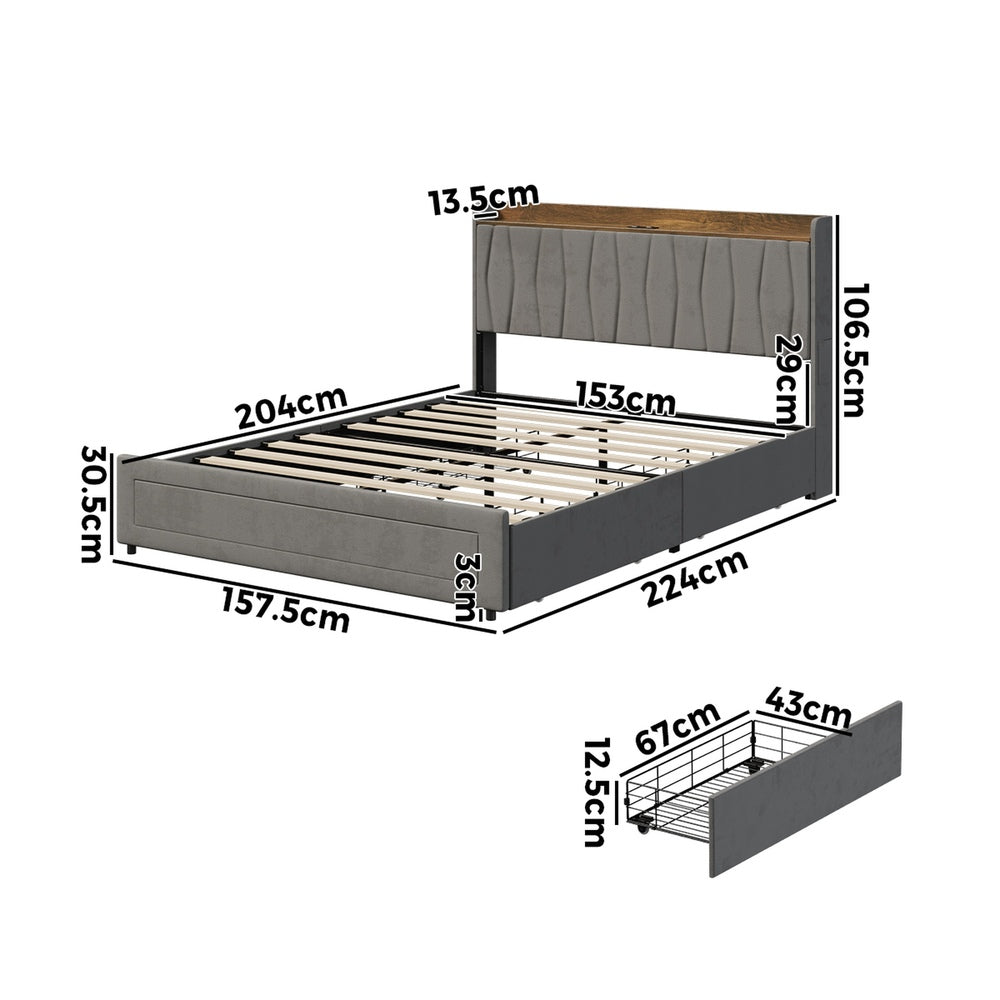Queen Bed Frame With Drawers