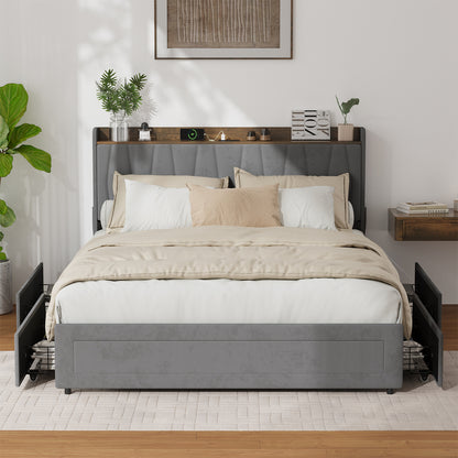 Queen Bed Frame With Drawers