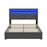 Double Bed Frame LED Headboard With USB Charging & Drawers