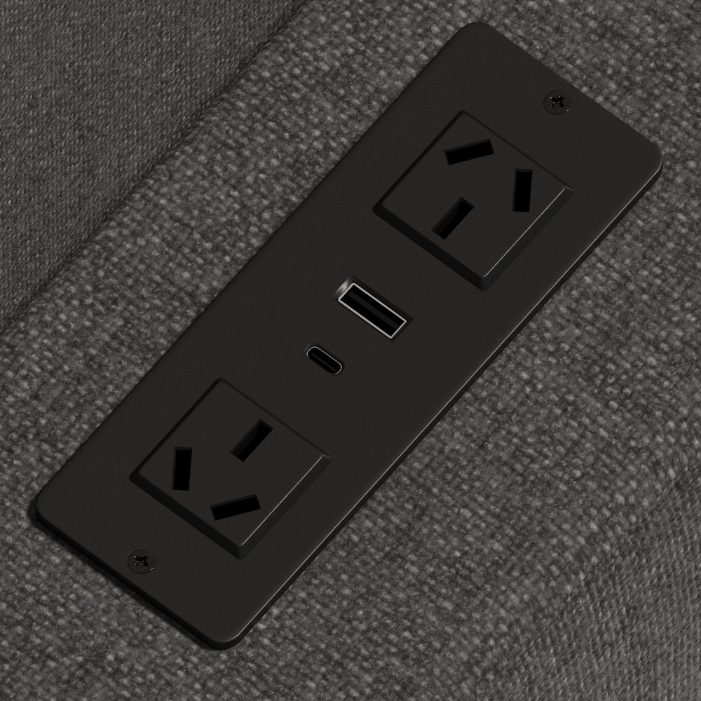 Double Bed Frame LED Headboard With USB Charging & Drawers - 4