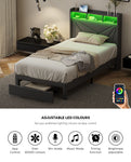 Bed Frame King Single Headboard With USB Charging & Drawers