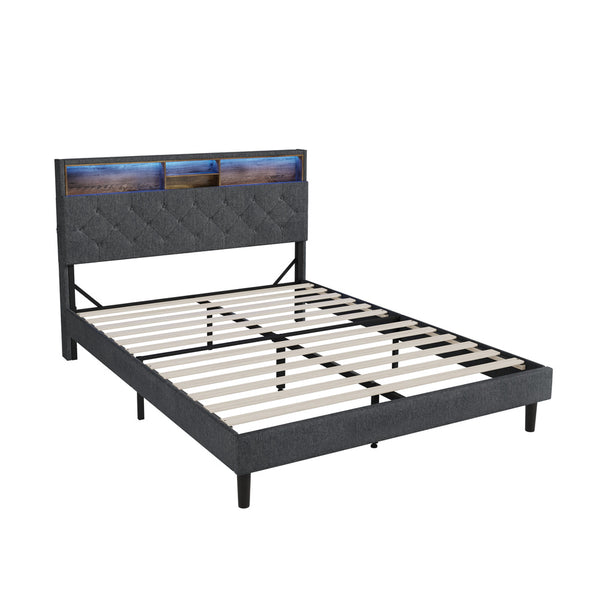  Bed Frame with LED Storage Bedhead NOVI