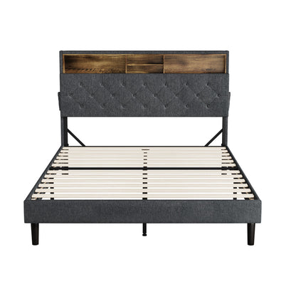 Bed Frame with LED Storage Bedhead Queen Size NOVI