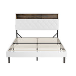 Bed Frame Double Size with LED Storage Bedhead White