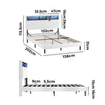 Bed Frame Double Size with LED Storage Bedhead White