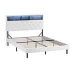 Bed Frame Double Size with LED Storage Bedhead White