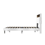 Bed Frame Double Size with LED Storage Bedhead White