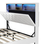 Bed Frame Double Size with LED Storage Bedhead White
