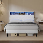 Bed Frame Double Size with LED Storage Bedhead White