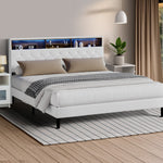 Bed Frame King Size with LED Storage Bedhead White