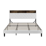 Bed Frame King Size with LED Storage Bedhead White