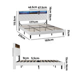 Bed Frame King Size with LED Storage Bedhead White