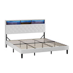 Bed Frame King Size with LED Storage Bedhead White