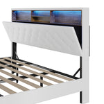 Bed Frame King Size with LED Storage Bedhead White
