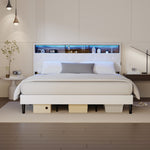 Bed Frame King Size with LED Storage Bedhead White