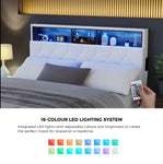 Bed Frame King Size with LED Storage Bedhead White