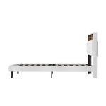 Bed Frame King Single Size with LED Storage Bedhead White