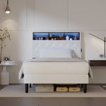 Bed Frame King Single Size with LED Storage Bedhead White