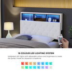 Bed Frame King Single Size with LED Storage Bedhead White