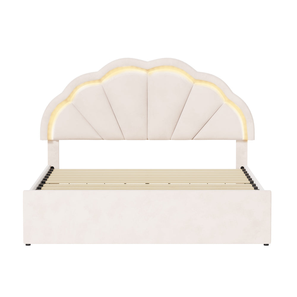 Beige bed frame king single, view 7