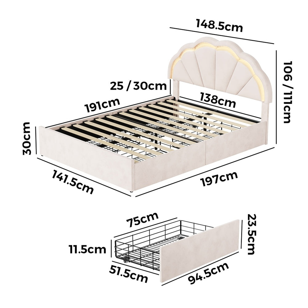 Beige bed frame king single, view 6