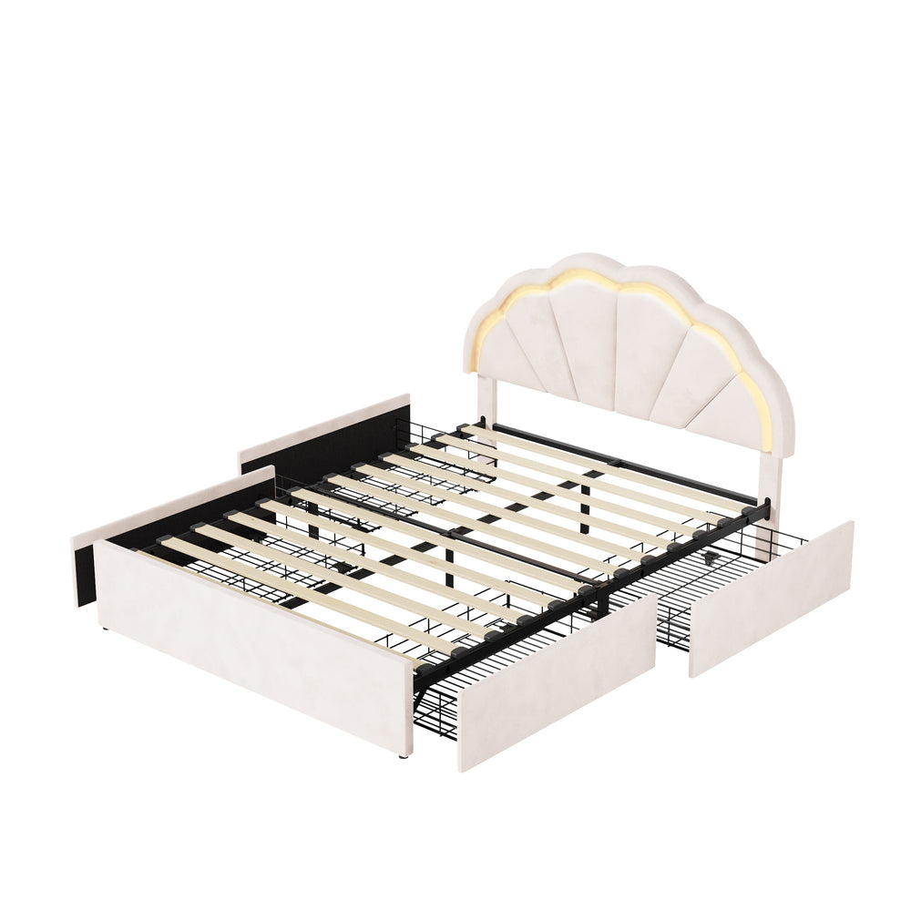 Beige bed frame king single, view 9
