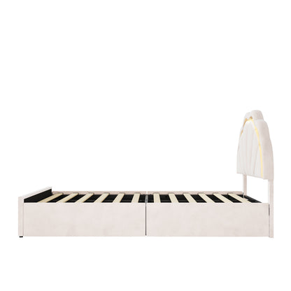 Beige bed frame king single, rear view