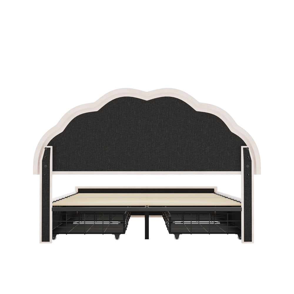 Beige bed frame king single, view 8