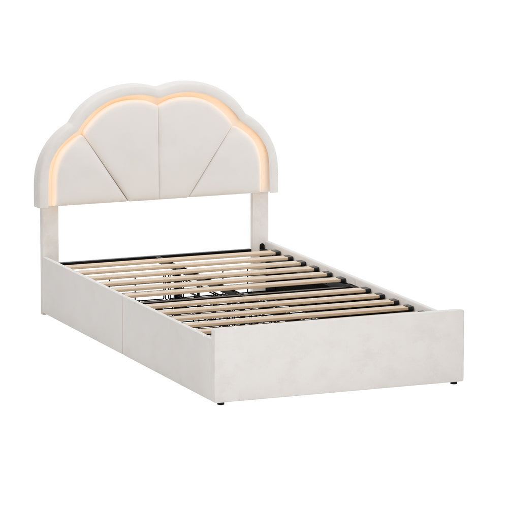 Beige bed frame king single