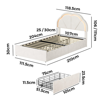 Beige bed frame king single, view 8