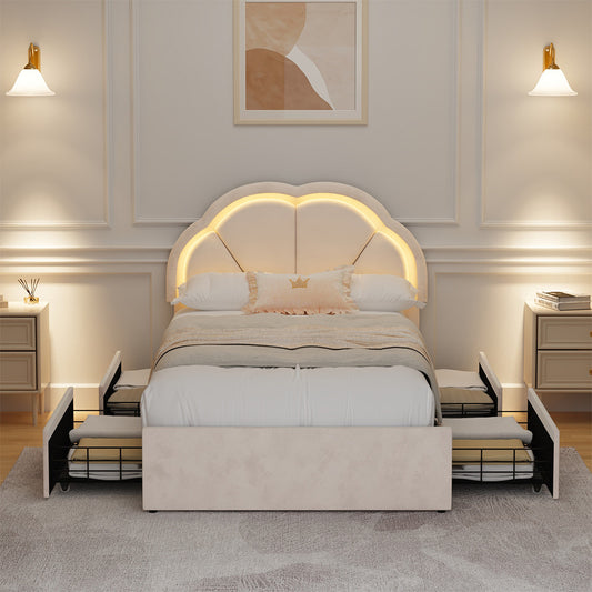 Beige bed frame king single, view 6