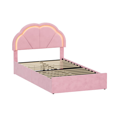 King Single Bed Frame Velvet Headboard