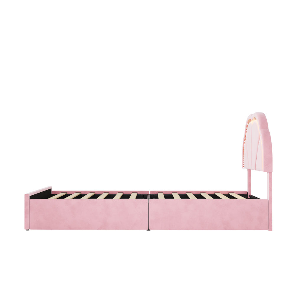 King Single Bed Frame Velvet Headboard