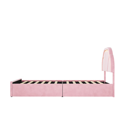 King Single Bed Frame Velvet Headboard