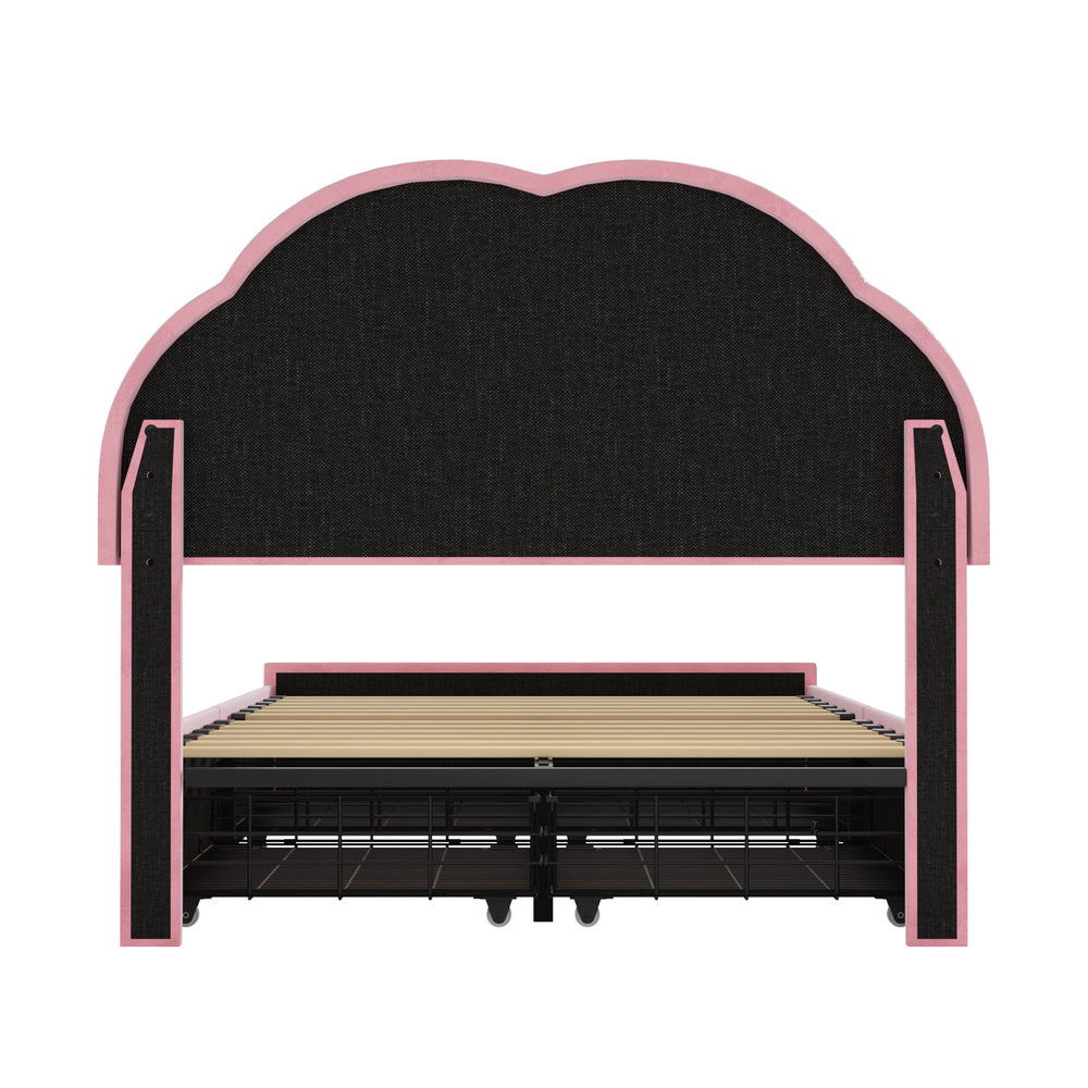 King Single Bed Frame Velvet Headboard