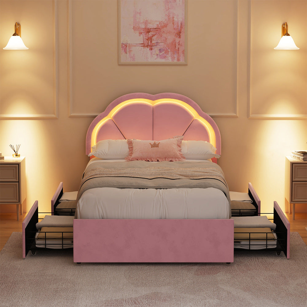 King Single Bed Frame Velvet Headboard