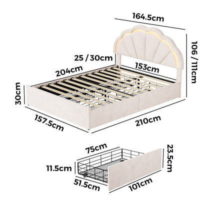 Beige bed frame king single, view 6
