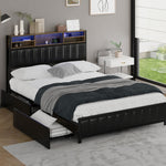 LED Storage Bed Frame Double  Size with USB?Charge Headboard