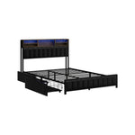 LED Storage Bed Frame Double  Size with USB?Charge Headboard